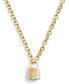Faux Stone Signature Rainbow Quilted Lock Pendant Necklace