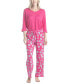 Women's 3/4 Sleeve Top & Boot-Cut Pajama Pants Set