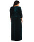 Plus Size Embellished Puff-Shoulder Velvet Gown