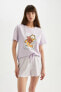 Фото #6 товара Fall in Love Garfield Regular Fit Kısa Kollu Şortlu Pijama Takımı C7953AX24HS