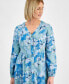 Women's Printed Linen Tiered Midi Dress, Regular & Petite, Created for Macy's