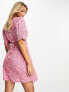 Фото #7 товара Pieces wrap mini dress in pink ditsy floral