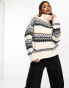 In The Style exclusive fluffy roll neck jumper in cream fairisle