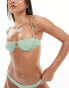 Free Society wrap ruched front underwire bikini top in sage green