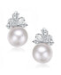 ფოტო #3 პროდუქტის Elegant Fresh Water Pearl Marquise Earrings in Sterling Silver White Gold Plating with Cubic Zirconia