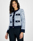 Фото #3 товара Women's Collarless Tweed Button Blazer