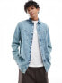 ASOS DESIGN relaxed denim shirt with panel detailing in acid blue wash