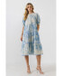 Women's Paisely Eyelet Midi Dress with Tie-dye Effect