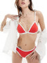 Stradivarius bikini top with contrast piping in red Красный, M - фото #1