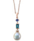 ფოტო #1 პროდუქტის EFFY® Multi-Gemstone & Diamond Accent 18" Pendant Necklace in 14k Rose Gold