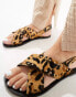 ASOS DESIGN Feast studded leather sandals in leopard pony