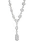 Cubic Zirconia Mixed Cut Teardrop 18" Lariat Necklace in Sterling Silver