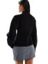 Фото #7 товара & Other Stories merino wool and cotton blend cardigan with zip front and sculptural sleeves in black