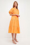 Women's Short Puff Sleeve Midi Dress