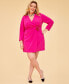 ფოტო #2 პროდუქტის Plus Size Surplice V-Neck Rosette-Trim Dress