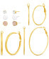 Gold-Tone 6-Pc. Set Mixed Stone Stud & Hoop Earrings