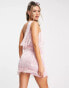 Фото #2 товара ASOS DESIGN tiered fringe beach mini dress in pink