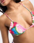 Фото #4 товара ASOS DESIGN mix and match lettuce edge triangle bikini top in pink abstract smudge print