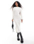 Фото #2 товара Vila Petite super soft knitted midi dress with contrast edge in winter white