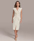 ფოტო #1 პროდუქტის Women's Pleat-Front Cap-Sleeve Sheath Dress