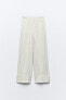 Striped linen blend wide-leg trousers