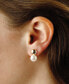 ფოტო #2 პროდუქტის Flat Ball Pearl (8 1/2 mm) Drop Earrings Set in 14k Yellow Gold