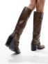 Public Desire Nashville knee boot with hardware in distressed brown