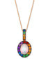 Фото #1 товара Le Vian multi-Gemstone Halo Adjustable 20" Pendant Necklace (1-7/8 ct. t.w) in 14k Rose Gold