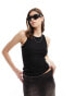 Фото #2 товара Weekday rib fitted tank top in black