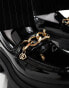 ASOS DESIGN chunky loafers in black with gold chain