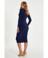 ფოტო #3 პროდუქტის Women's ITY Ruched Detail Long Sleeve Midi Dress