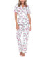 ფოტო #2 პროდუქტის Women's Short Sleeve Pants Tropical Pajama Set, 2-Piece