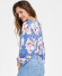 Фото #2 товара Petite Printed Lace-Up Blouse, Created for Macy's