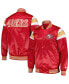 ფოტო #1 პროდუქტის Men's Scarlet San Francisco 49ers Satin Full-Snap Varsity Jacket