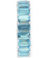 ფოტო #4 პროდუქტის EFFY® Blue Topaz Emerald-Cut Band (9-1/3 ct. t.w.) in 14k White Gold