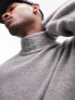 Topman – Pullover in Grau mit Zopfmuster-Detail und Stehkragen