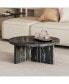 Фото #1 товара Black MDF Circular Coffee Table, 31.4 Inch, Modern Design for Small Spaces