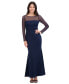 Фото #1 товара Women's Rosette Illusion-Sleeve Evening Gown