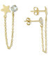 Cubic Zirconia & Star Double Pierced Chain Drop Earrings in Gold-Plated Sterling Silver, Created for Macy's