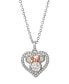 Cubic Zirconia Minnie Mouse Pendant Necklace in Sterling Silver & 18K Rose Gold-Plate, 16" + 2" extender