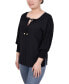 Фото #3 товара Petite Button Front 3/4 Sleeve Blouse