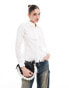 ASOS DESIGN long sleeve fitted shirt in white