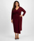 Фото #1 товара Plus Size V-Neck O-Ring Side-Ruched Dress