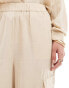 Vila wide leg cargo trouser co-ord in beige sheen