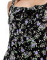 Brave Soul floral print tie front dress in black