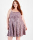 Фото #1 товара Trendy Plus Size Straight-Neck Sequin Lace Skater Dress