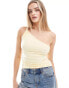 ASOS DESIGN slinky one shoulder asymmetric top in buttermilk Buttermilch, L - EU 44-46 - фото #1