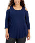 Plus Size 3/4-Sleeve Cold-Shoulder Top, Created for Macy's Синий, 3X - фото #1