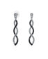 Фото #1 товара Black White Cubic Zirconia Pave Long Romantic Infinity Twist Drop Earrings For Women Prom Cocktail Party CZ