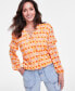 ფოტო #1 პროდუქტის Women's Printed Lace-Up Blouse, Created for Macy's